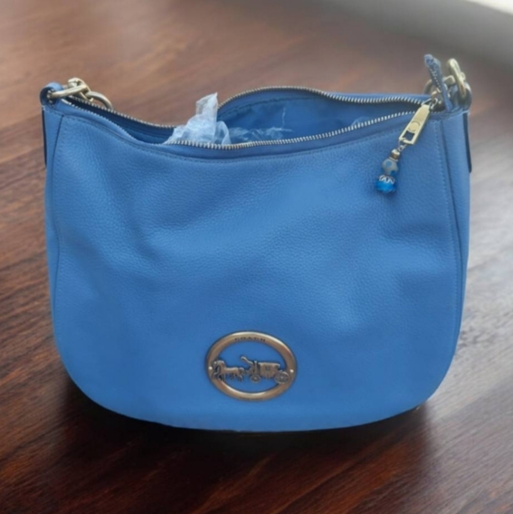 Coach Leather Elle Periwinkle Blue Hobo Bag